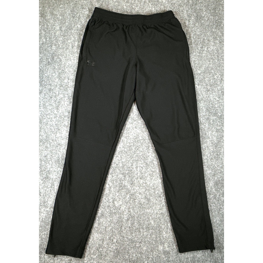Under Armour Mens Large Black Tapered Joggers Zipper Pockets Ankle Zip